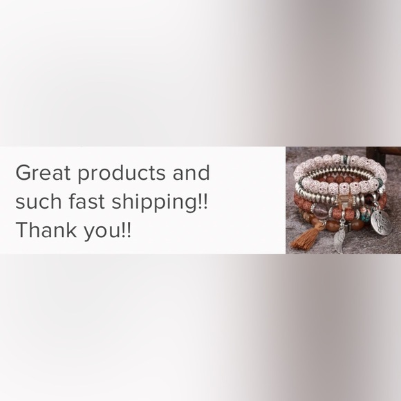 I LOVE YOU Stacked Beaded Boho Bracelets Charms Tassel BRAND NEW - Picture 5 of 6